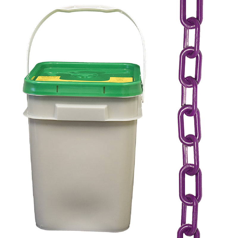 Chaîne de sécurité en plastique dans un seau, Mauve, H 1,1 po x l 4200 po x P 0,15 po