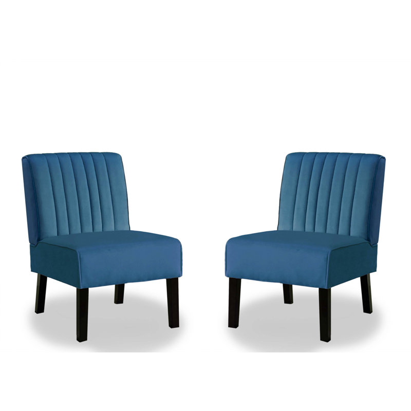 Ensemble de 2 chaises d'appoint Mid-Century modernes, Bleu