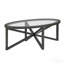 Table basse Modern en verre - Base en bois massif - Transparent-129581541