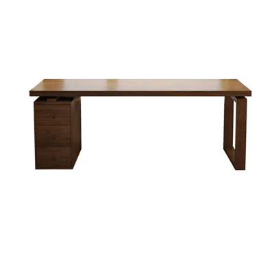Bureaux rectangulaires en bois massif noyer foncé