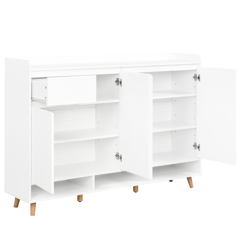 Élégante commode de chambre à coucher avec fabrication en bois massif et tailles de tiroirs personnalisables, Blanc