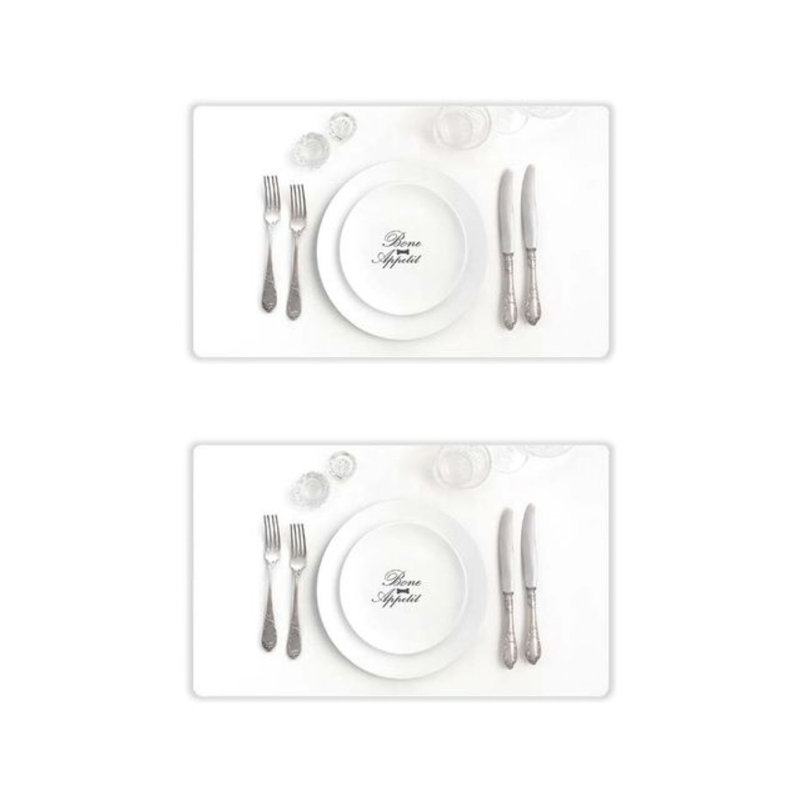 Bone Appetit Melamine Pet Feeding Placemat - 19" x 11.5" - White