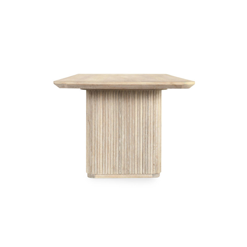 Vander 84" Wood Dining Table In Oak Cream Finish, Cream