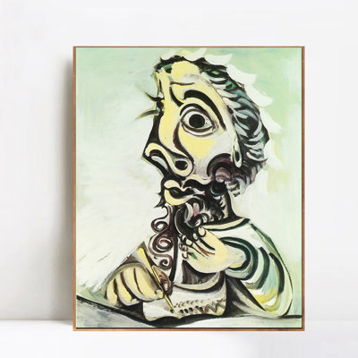 Reproduction d'art giclée sur toile encadrée 1 Buste d homme crivant II par Pablo Picasso Wall Art Living Room Home Decorations (18 po x 24 po)