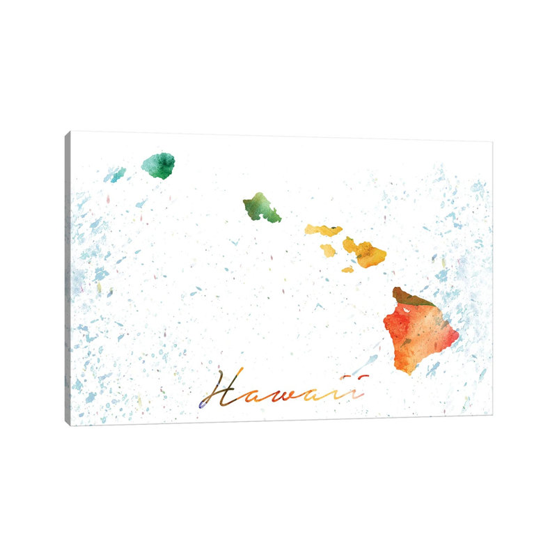 Hawaii State Colourful - Wrapped Canvas Painting, 30.48cm H x 45.72cm W x 1.91cm D