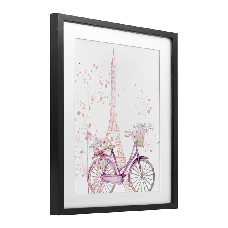 «Parisian Bicycle & Modern Splatter», reproduction d'art sous verre, conception de Kim Allen, H 16 po x l 13 po