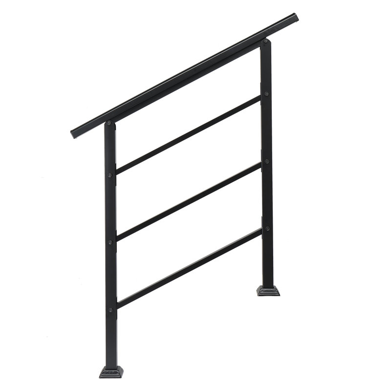 Wrought Iron Handrail Fits 1 or 3 Steps, 135.1cm H x 96cm W x 7.6cm D
