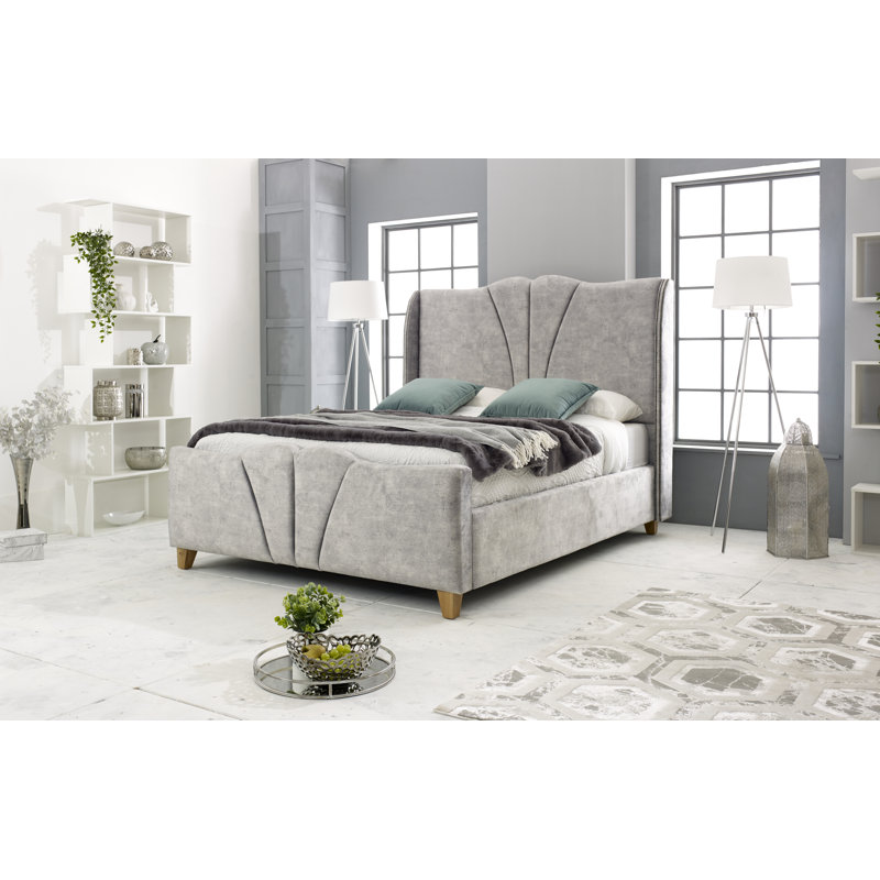 Clellon Upholstered Bed, Small Double (4'), Silver
