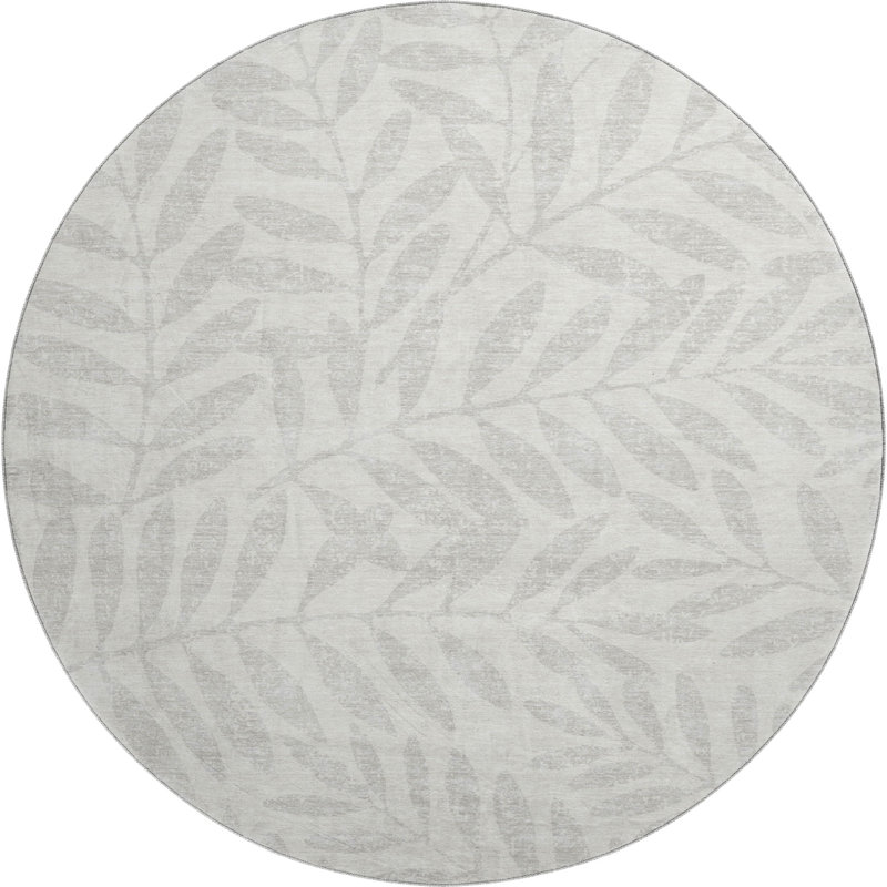Premium Machine Washable Prisco Ivory Rug, Round 8'