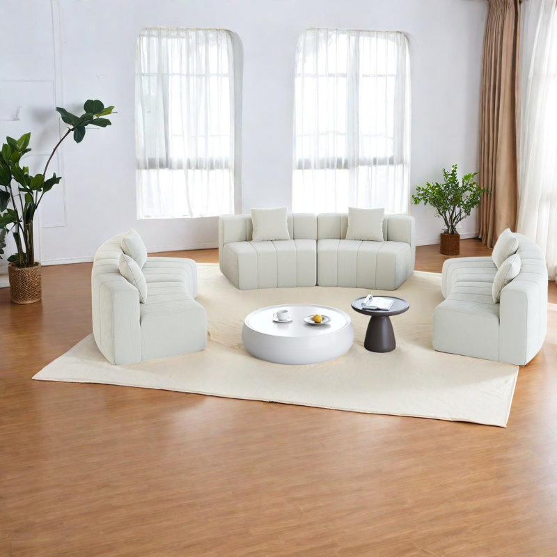 Canapé modulaire en chenille beige