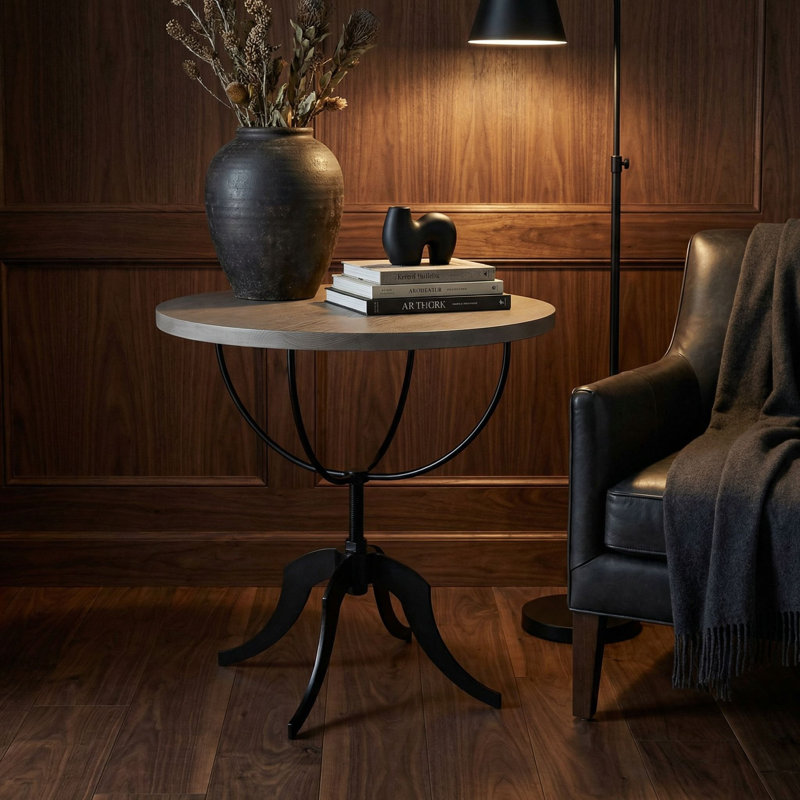 Wine Solid Wood Top End Table