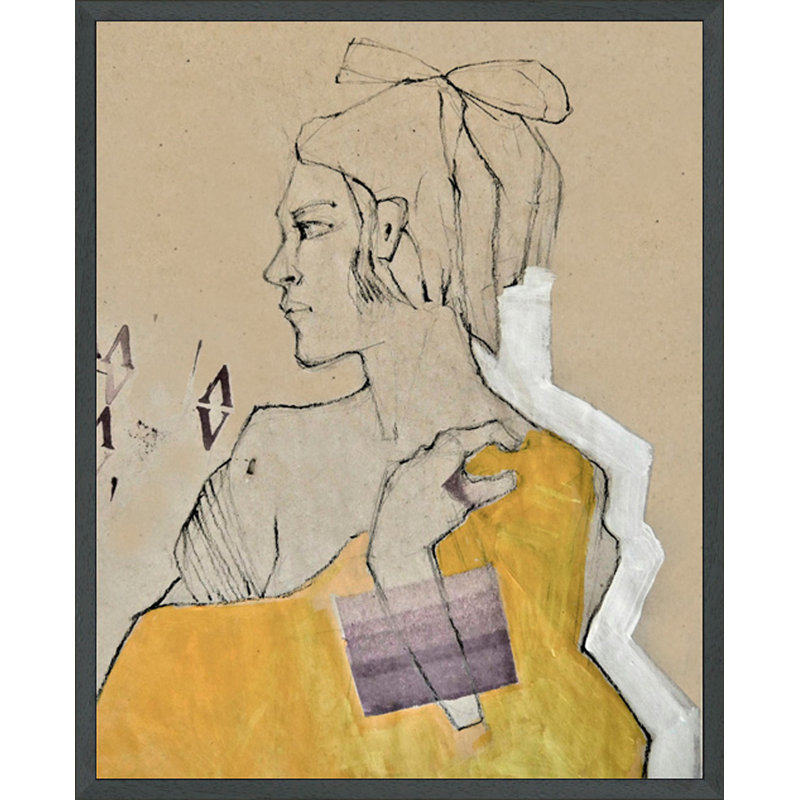 Femme avec une couverture jaune, H 31,75 po x l 25,75 po