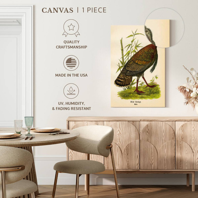 Brampt Wild Turkey Lithograph, 45" H x 30" W