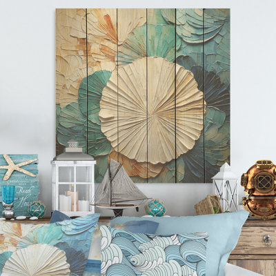 Coastal Mosaic Seacreatures - coquillage sur bois de pin naturel