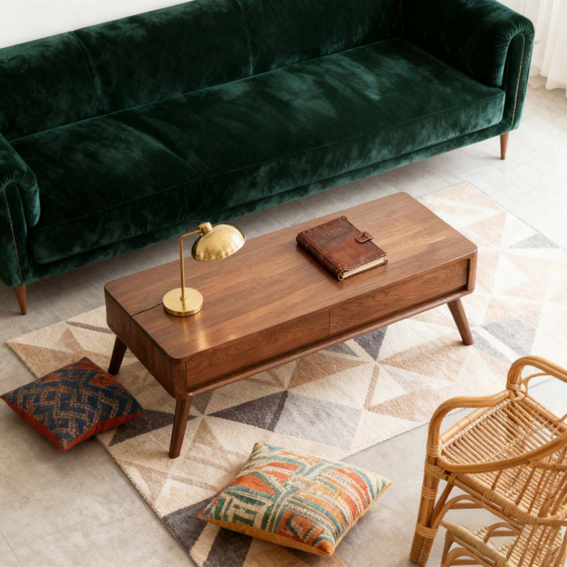 Table basse, H 17,72 po x L 47,24 po x l 25,59 po, Noyer
