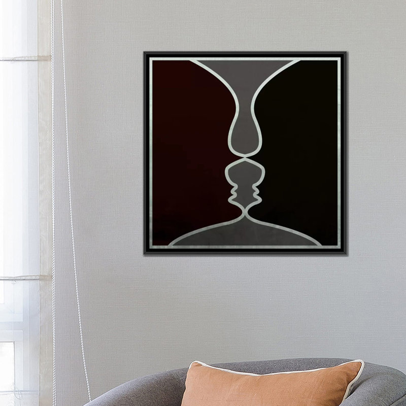Albree Modern Face to Face, impression sur toile, H 26 po x l 26 po x P 1,5 po, Toile avec cadre noir, Pas de tapis