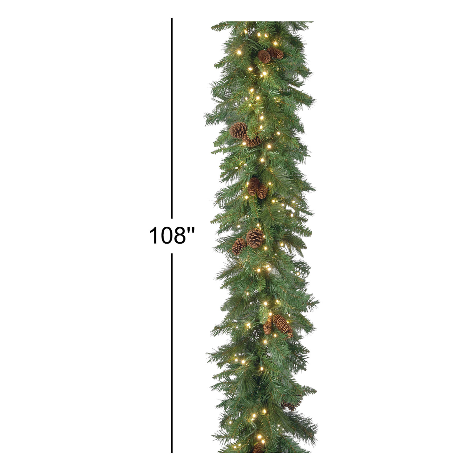 108" Pre-Lit Spruce Christmas Garland