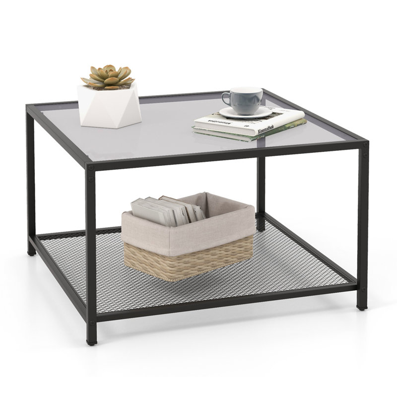 Sabreena Glass Top Coffee Table, Gray
