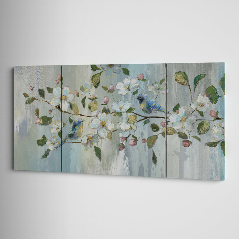 Painterly Spring - Ensemble de 3 reproductions d'images sur toiles tendues, H 24 po x l 48 po x P 1,5 po