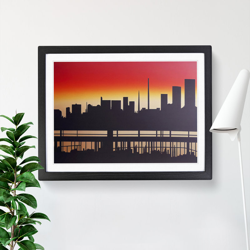 Engaging Skyline Architecture - Single Picture Frame Print, 46cm H x 64cm W x 2cm D, Black Framed