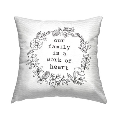 Family Is A Work Of Heart Outdoor Printed Pillow by Lettered and Lined