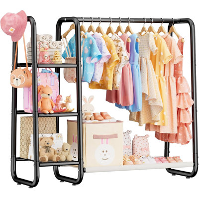 Kids Dress Up Storage with 4 Storage Shelf, More Storage Space, Black