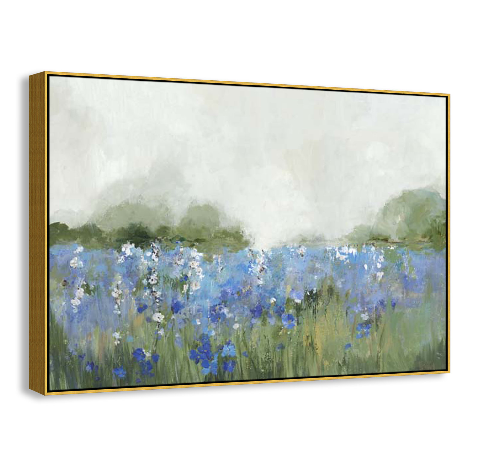 Casa Fine Arts "Meadows Bluebells Field" Print, 41.5" H x 61.5" W x 2" D, Gold Framed
