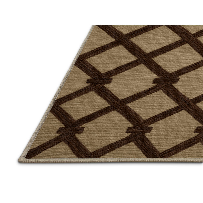 Machine Washable Trellis Beige Area Rug, Round 4'