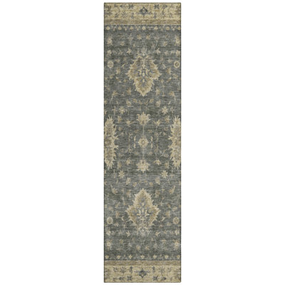 Machine Washable Indoor/Outdoor Xhevrie Gray Rug