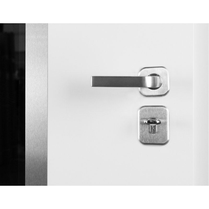 Porte d'entrée extérieure moderne en acier 36 po x 80 po - Inox, Blanc, S'ouvre à droite vers l'intérieur