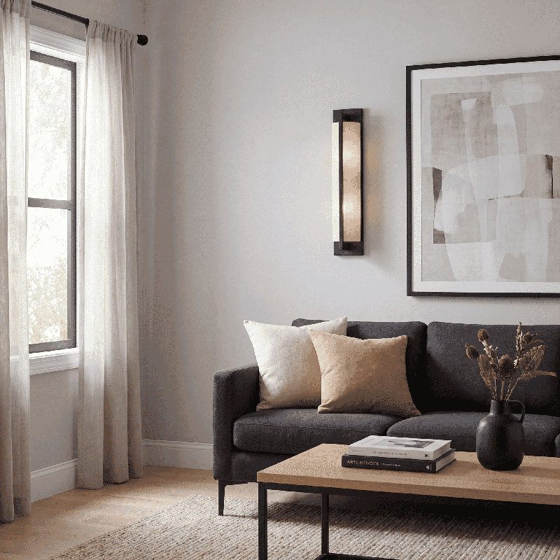 Priam Flush Mounted Sconce in Warm Brass, Warm Brass
