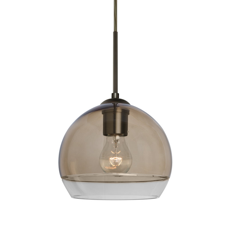 Emelia 1 - Light Single Pendant, Bronze, Smoke, 9.75" H x 11.5" W x 11.5" D