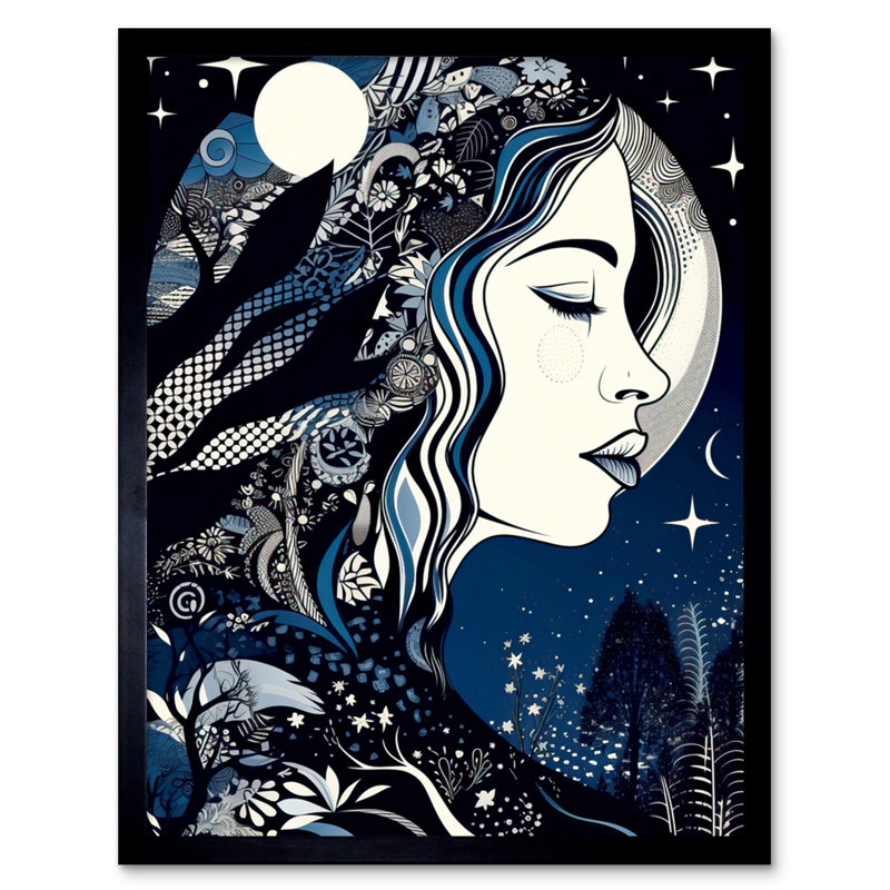 Abilash New Moon Goddess Winter Moonlit Witchy Forest Mother Nature - Single Picture Frame Print