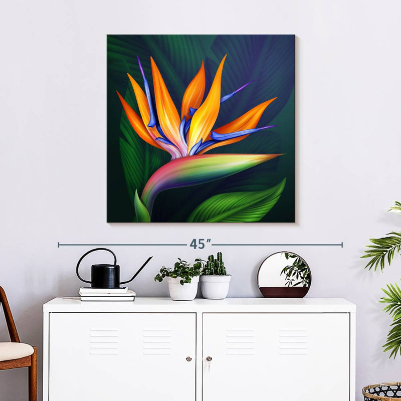 Fleur exotique d'oiseau du paradis sur toile, H 30 po x l 30 po x P 1,25 po
