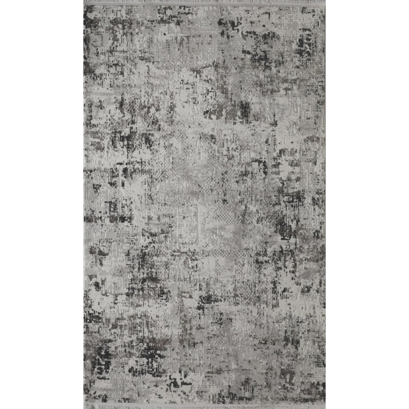 Tapis marocain noué à la main gris, Rectangle 79 po x 114 po