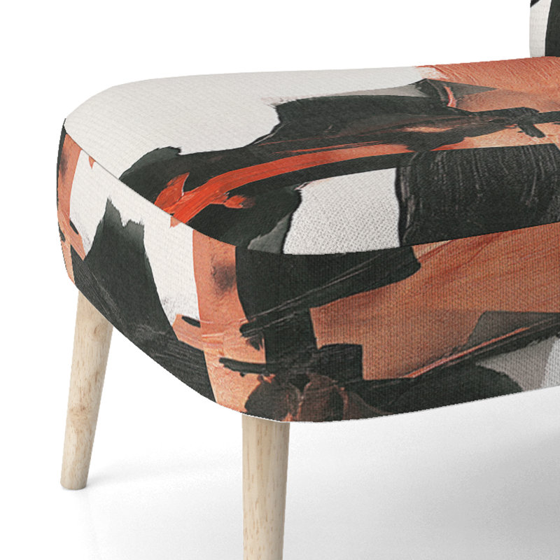 Chaise d'appoint rembourrée Geometric IV, Orange / Noir / Blanc