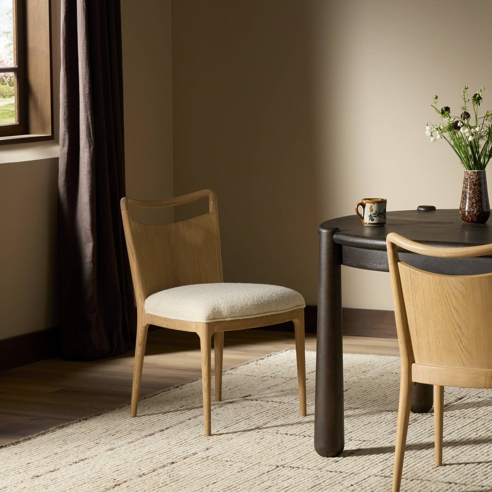 Bibiana Linen Oak Dining Chair, Charter Oatmeal, Polyester Blend; Linen