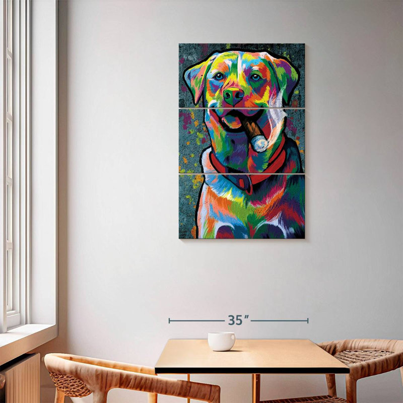 Chien abstrait en acrylique Brampt, H 57 po x l 36 po