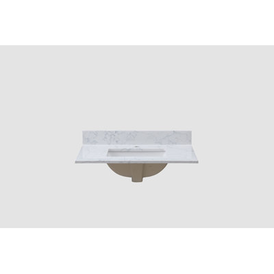 Montary 31""X 22"" Bathroom Stone Vanity Top Carrara  Jade Engineered Marble Color With Undermount Ceramic Sink And Single Faucet Hole With Backsplash -  Go Peak Track, GPTYX07647A