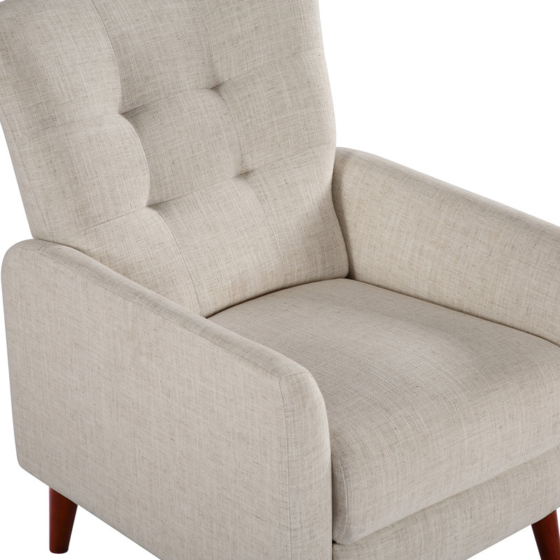 Amaurie Tacho Recliner with Tufted Back, Ivory Polyester