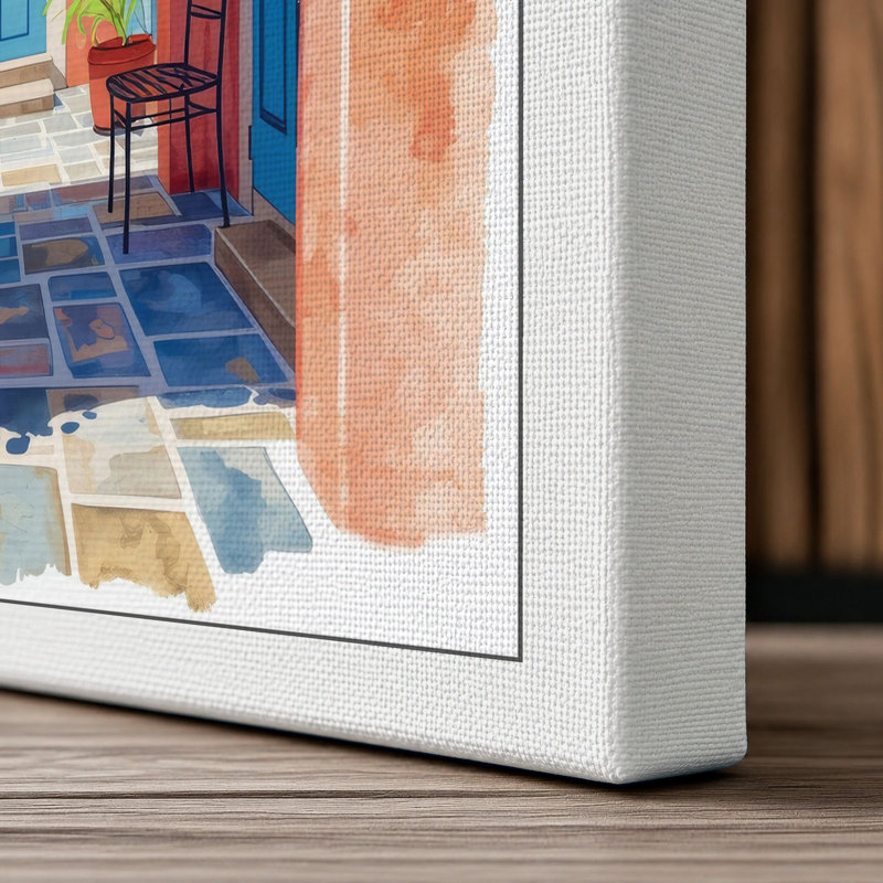 Mediterranean Courtyard Boho - Wrapped Canvas, 30x20 - 76.2 x 50.8 cm, White Border