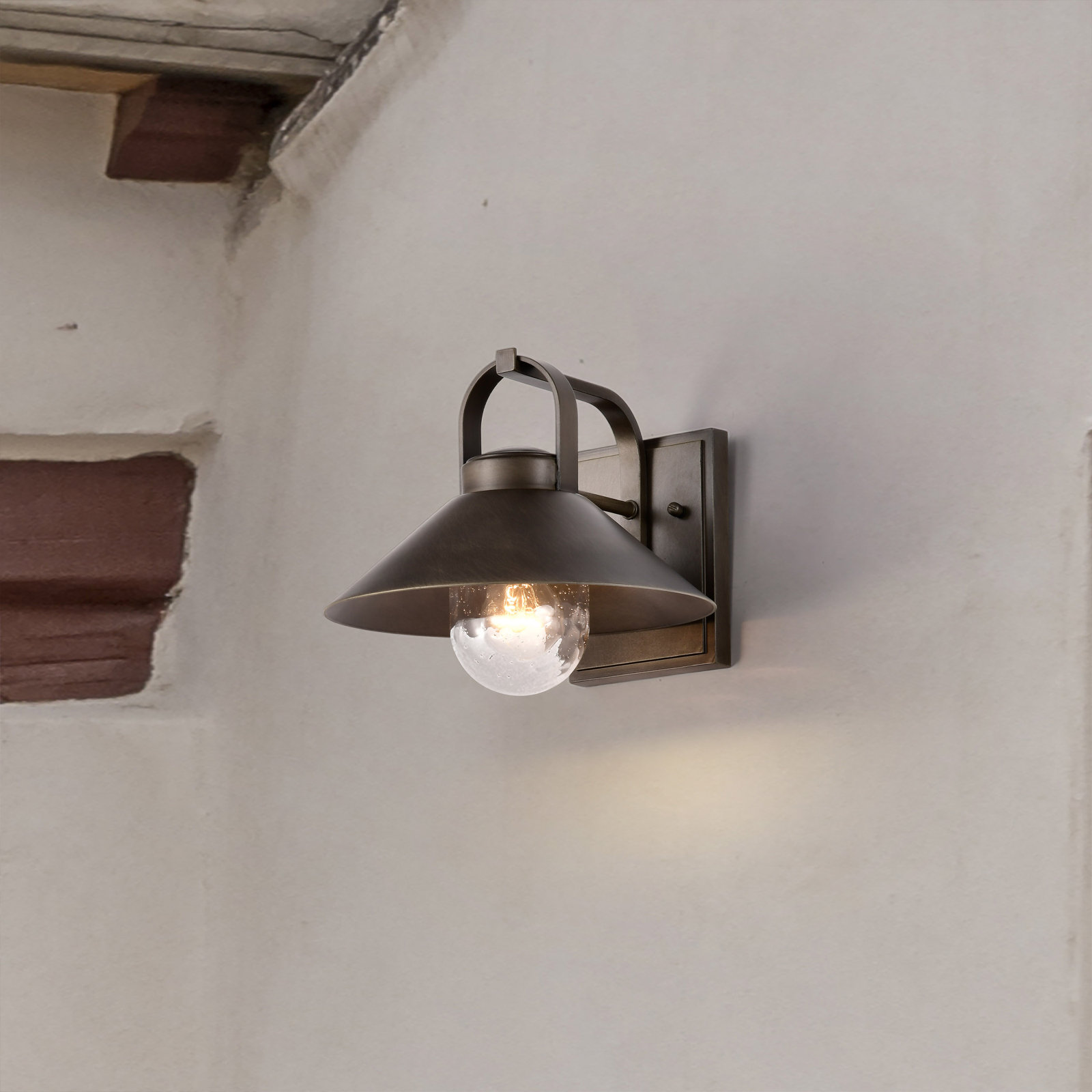 Andren Outdoor Wall Lantern, Bronze, Bronze, 8.88'' H x 10'' W x 11'' D