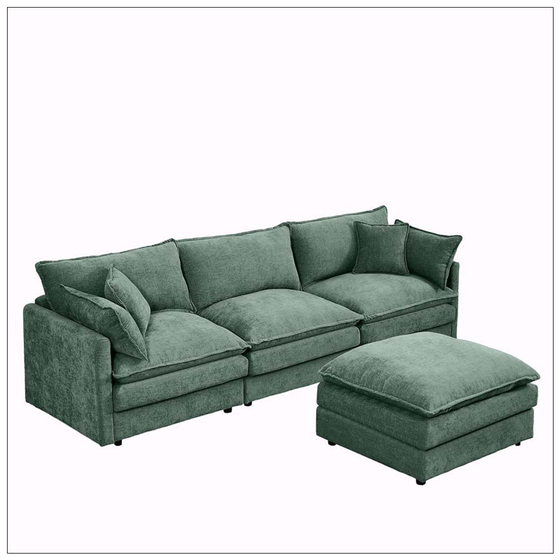 Canapé modulaire modulaire, ensemble de canapé pour le salon avec repose-pieds mobile, Mint Green+1 Ottoman