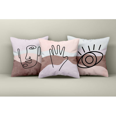 Stylish Cushion Cover Set (3 Pieces), 16.9 x 16.9 Inches | 50% Cotton / 50% Polyester, Washable & Ironable | Perfect for Home Decor, Sofa, and Living Room Accent, Soft and Durable Fabric