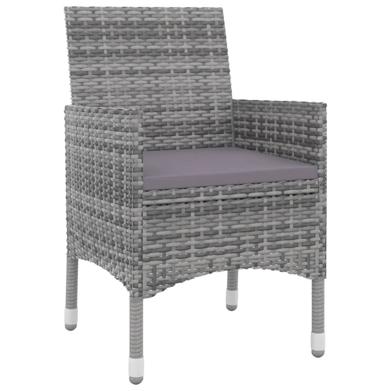 Ensemble de salle à manger de jardin en rotin PE 5 pièces, Gris, Gris