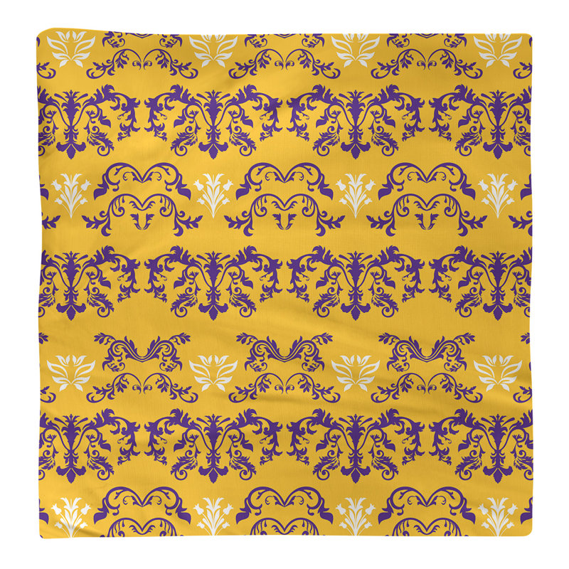 Damask Square Napkin, Purple/Gold/White, Cotton, 22" W x 22" L