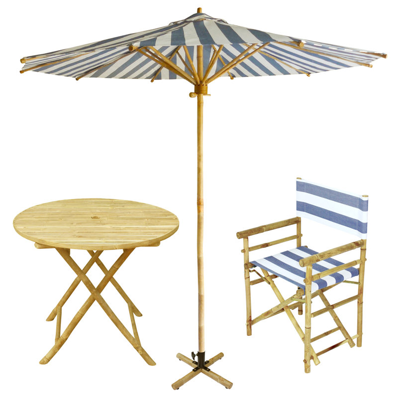 Ensemble repas d’extérieur 6 pièces Luedtke, Rayures bleues et blanches