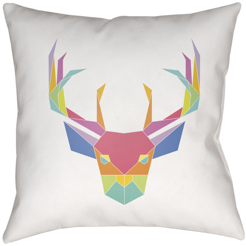  Chromatic Caribou Indoor/outdoor Throw Pillow, 18" H x 18" W x 4" D