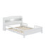 Wood Platform Bed With Storage Headboard,Built-In LED Light And Guardrail-393184412-393184415