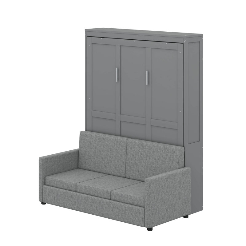 Murphy Bed With Cushion, Gray, Full / Double